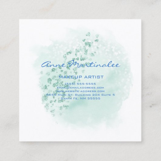 Blauw Abstract vierkant Visitekaartje (Achterkant)