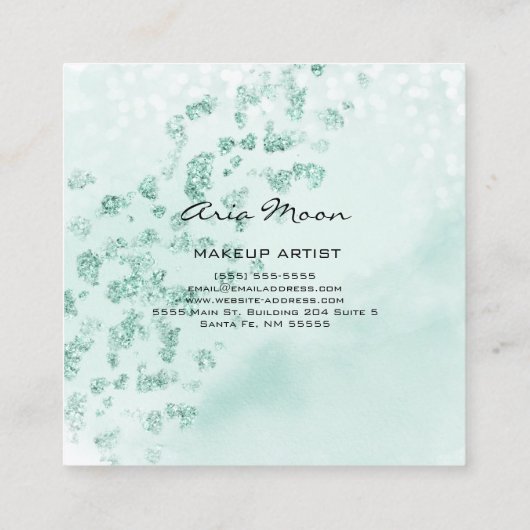 Blauw Abstract vierkant Visitekaartje (Achterkant)