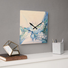 Blauw Abstract Vierkante Klok