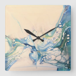 Blauw Abstract Vierkante Klok