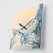 Blauw Abstract Vierkante Klok (Hoek)