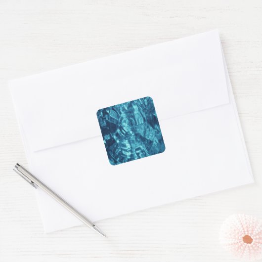 Blauw Abstract Vierkante Sticker (Envelop)