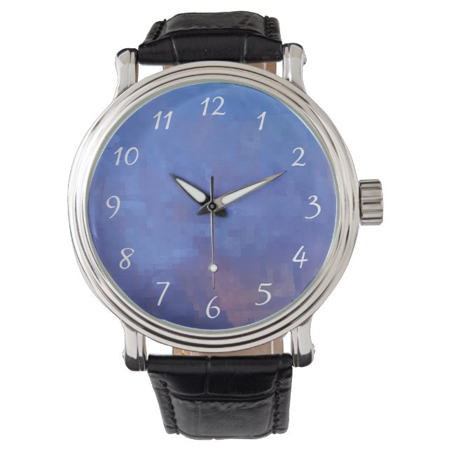 Blauw Abstract vierkantsontwerp Horloge (Voorkant)