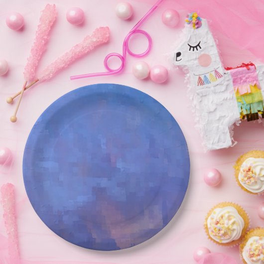 Blauw Abstract vierkantsontwerp Papieren Bordje (Feest)