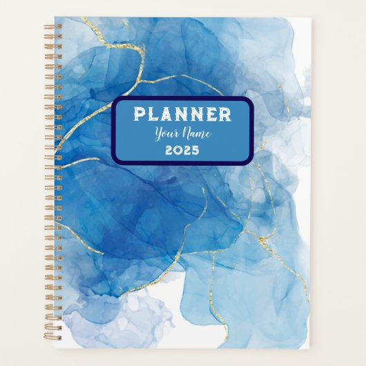 Blauw Abstract Water Kleur Planner (Voorkant)