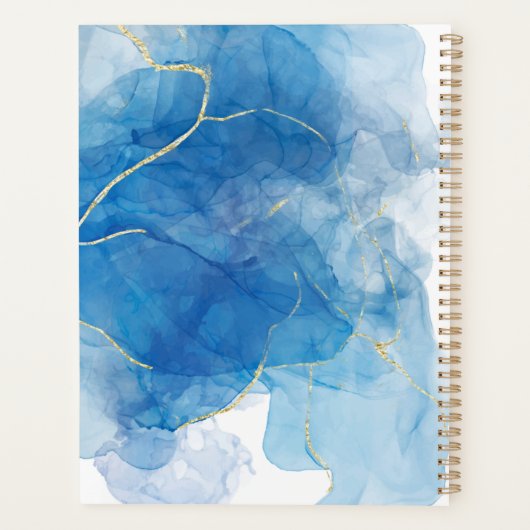 Blauw Abstract Water Kleur Planner (Achterkant)