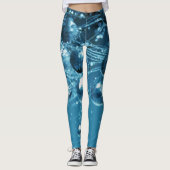 Blauw Abstract waterdruppel Leggings (Voorkant)