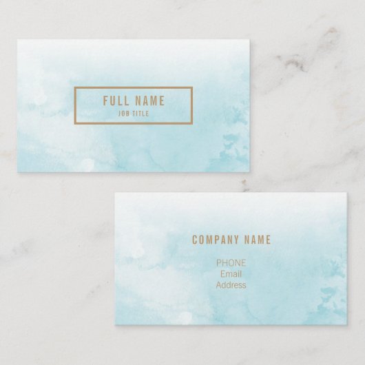 Blauw Abstract Waterverf Achtergrond Visitekaartje (Voorkant / Achterkant)