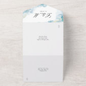 Blauw Abstract Waterverf Elegant Bruiloft All In One Uitnodiging (Buitenkant)