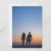 Blauw Abstract Waterverf Kunst Unieke Foto Bruilof Kaart (Achterkant)