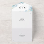 Blauw Abstract Waterverf Modern Bruiloft All In One Uitnodiging (Buitenkant)