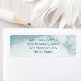 Blauw Abstract Waterverf PreAddressed Terugkeereti Etiket