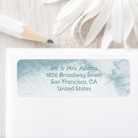 Blauw Abstract Waterverf PreAddressed Terugkeereti Etiket (Insitu)