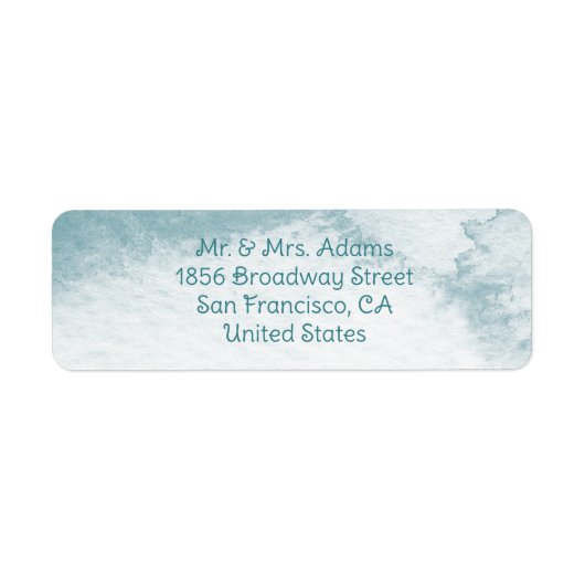 Blauw Abstract Waterverf PreAddressed Terugkeereti Etiket (Voorkant)