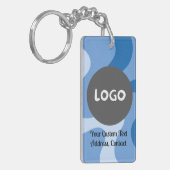 Blauw Abstract Wave Dubbelzijdig Custom Business Sleutelhanger (Voorkant Links)
