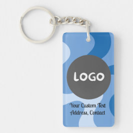 Blauw Abstract Wave Dubbelzijdig Custom Business Sleutelhanger