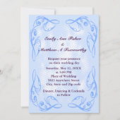 Blauw Abstract wervelende rand bruiloft uitnodigin Kaart (Voorkant)