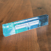 Blauw Abstracte Aangepaste Naam Unieke Nieuwe Taak Naambordje (Zijkant)