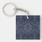 Blauw abstracte alcohol inkt kunst doolhof sleutelhanger (Voorkant)