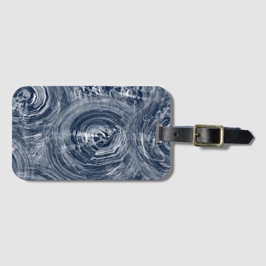 Blauw Abstracte Draaikolkpatroon – Modern Design Bagagelabel (Voorkant (horizontaal))