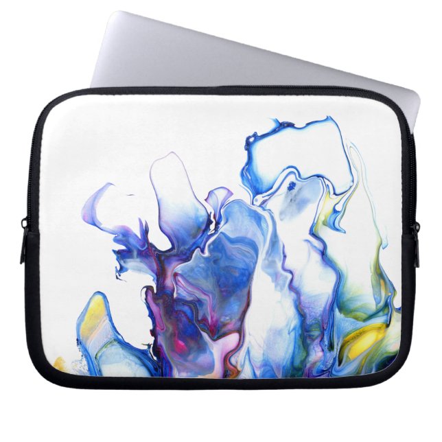 Blauw Abstracte Fluid Art Laptop Sleeve (Voorkant)