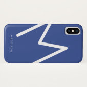 Blauw Abstracte, moderne Initiaal aangepaste kleur Case-Mate iPhone Case (Achterkant (horizontaal))