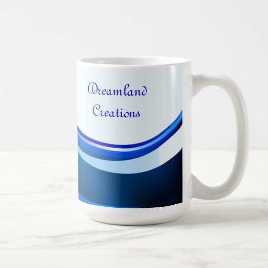 BLAUW ABSTRACTE PERSONALISEERDE MUG-SJABLOON KOFFIEMOK (Rechts)