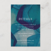 Blauw Abstracte Waterverf bruiloft Informatiekaartje (Voorkant)