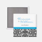 Blauw Accent Damask Sla de Datummagneet op Magneet (Voorkant / Achterkant)