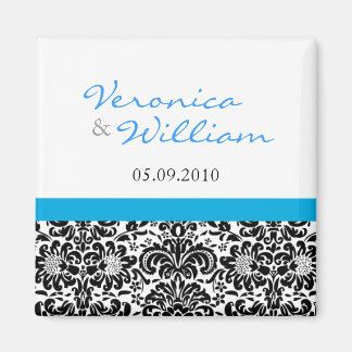 Blauw Accent Damask Sla de Datummagneet op Magneet