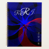 Blauw accent Rotatie Geometrische Spiraal Planner (Voorkant)