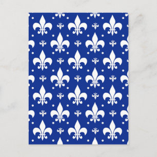 Blauw achtergrond Fleur-de-lis patroonontwerp  Briefkaart