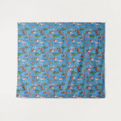Blauw Achtergrond Kerst Decoratiepatroon Wandkleed (Voorkant (horizontaal))