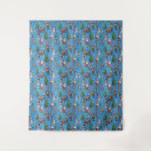 Blauw Achtergrond Kerst Decoratiepatroon Wandkleed (Voorkant)