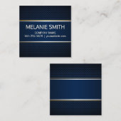 Blauw achtergrond met gele en witte lijnen van koo vierkante visitekaartje (Voorkant / Achterkant)