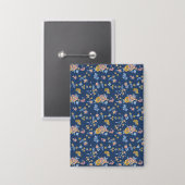 Blauw achtergrondpatroon van het Floral van het Ef Button (Voorkant / Achterkant)