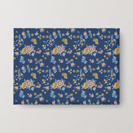 Blauw achtergrondpatroon van het Floral van het Ef Button (Voorkant)