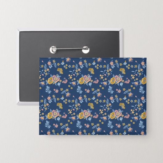 Blauw achtergrondpatroon van het Floral van het Ef Button (Voorkant / Achterkant)