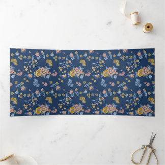 Blauw achtergrondpatroon van het Floral van het Ef Drieluik Aankondiging