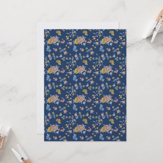 Blauw achtergrondpatroon van het Floral van het Ef Kaart (Voorkant / Achterkant in situ)