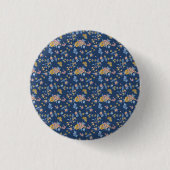 Blauw achtergrondpatroon van het Floral van het Ef Ronde Button 3,2 Cm (Voorkant)