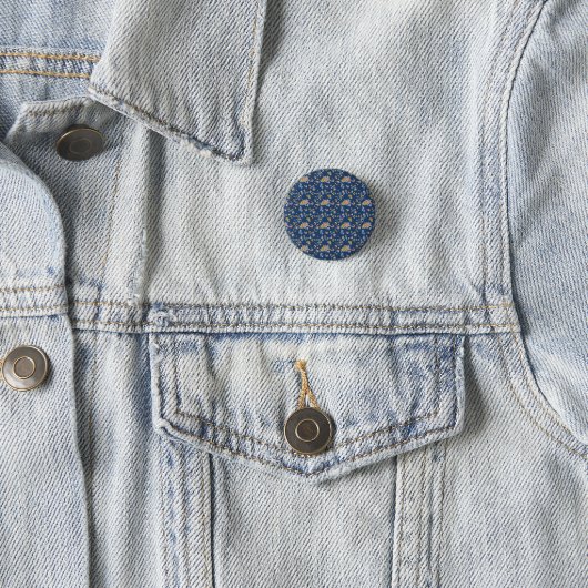 Blauw achtergrondpatroon van het Floral van het Ef Ronde Button 3,2 Cm (In situ)