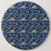 Blauw achtergrondpatroon van het Floral van het Ef Ronde Button 6,0 Cm (Voorkant)