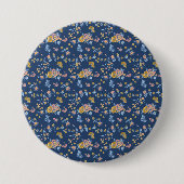 Blauw achtergrondpatroon van het Floral van het Ef Ronde Button 7,6 Cm (Voorkant)