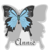 Blauw achtergrondschaduwcontour voor Butterfly Sticker (Voorkant)