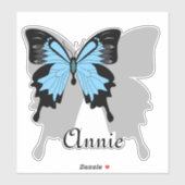 Blauw achtergrondschaduwcontour voor Butterfly Sticker (Vel)