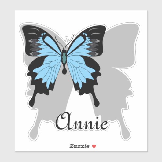 Blauw achtergrondschaduwcontour voor Butterfly Sticker (Vel)