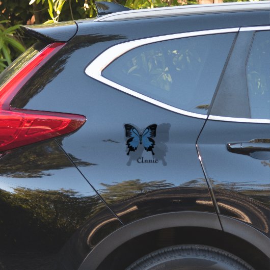 Blauw achtergrondschaduwcontour voor Butterfly Sticker (Auto Achterkant)