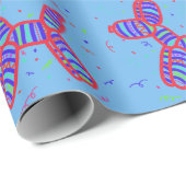 Blauw achtergrondverlooppapier voor ballonhonden cadeaupapier (Rol Hoek)