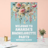 Blauw Acryl Bloemen Bachelorette Welkom Teken Acryl Bord (Huwelijk)